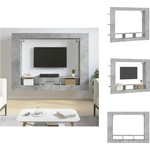 vidaXL Tv-meubel Betongrijs 152x22x113cm - Praktisch en trendy design - Kast