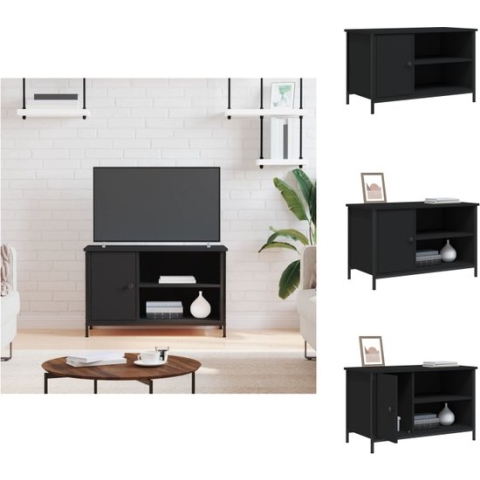 vidaXL Tv-kast - Klassiek design - Voldoende opbergruimte - Ijzeren poten - Uitstalfunctie - Zwart - Bewerkt hout en ijzer - 80x40x50 cm - Kast