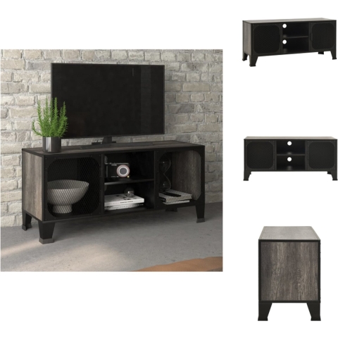 vidaXL Televisiemeubel Grijs - 105 x 36 x 47 cm - Stedelijk industriële charme - Metaal/MDF - Kast