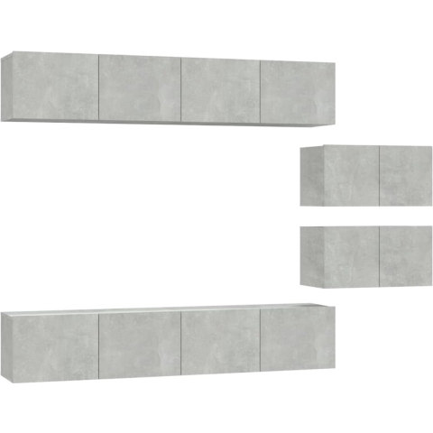 vidaXL-6-delige-Tv-meubelset-bewerkt-hout-betongrijs