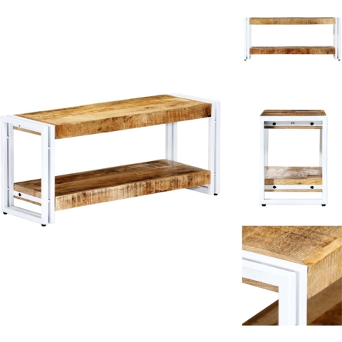 vidaXL Industriële TV-kast - 90 x 30 x 40 cm - Massief mangohout en gepoedercoat ijzer - Kast