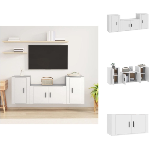 vidaXL TV-meubelset - Klassiek - Wandgemonteerd - Wit - 80x34.5x40cm - 2x40x34.5x60cm - Kast