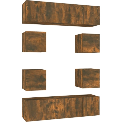 vidaXL-8-delige-Tv-meubelset-bewerkt-hout-gerookt-eikenkleurig