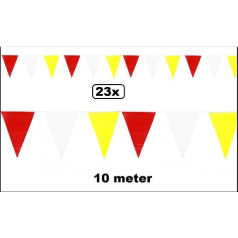 23x Vlaggenlijn rood/wit/geel 10 meter