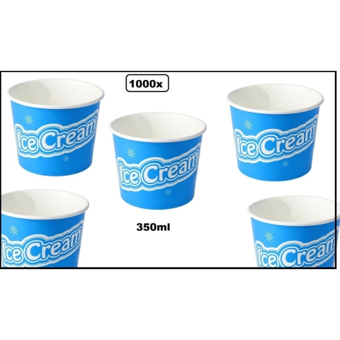 1000x IJsbeker IceCream 350ml blauw karton - schepijs softijs ijsje zomer