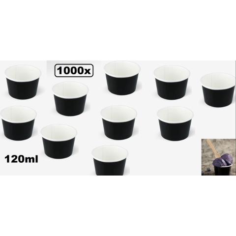 1000x IJsbeker Ice 120ml zwart karton - schepijs softijs ijsje zomer