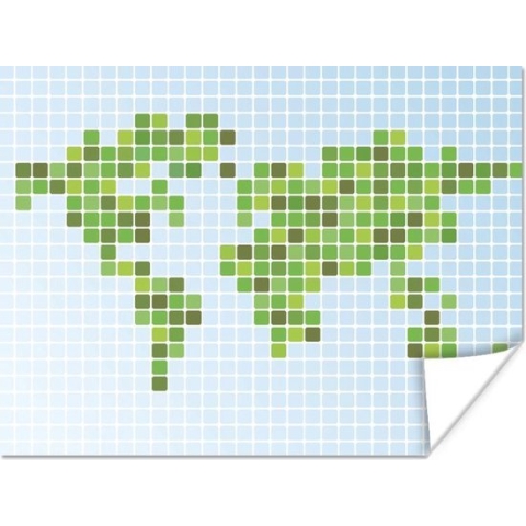 Poster Moderne wereldkaart met vakjes - 160x120 cm XXL