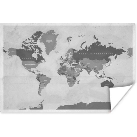 Wereldkaart - Vintage - Paars - Kind - Meiden - Jongens - 180x120 cm - Poster