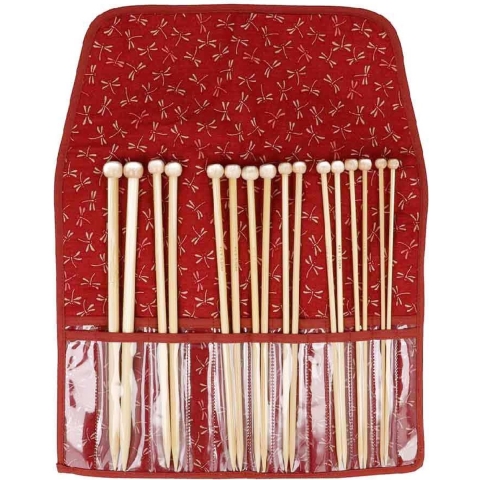 Seeknit Shirotake breinaaldenset bamboe 23cm rood.
