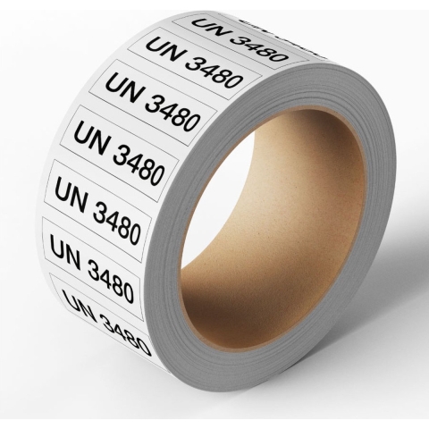 UN 3480 sticker, zelfklevend papier, 500 op rol 147 x 50 mm