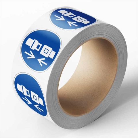 Veiligheidsgordel verplicht sticker op rol, 25 meter, M020 50 mm - 475 per rol