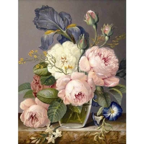 Diamond painting - Kleurrijke geschilderde bos bloemen - Geproduceerd in Nederland - 50 x 70 cm - dibond materiaal - vierkante steentjes