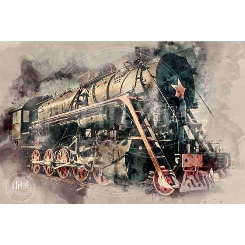 100% Nederlandse Productie! │ Diamond Painting │ Aquarel Stoomtrein│ Formaat 60 x 40 cm │ Diamond Painting Pakket Volwassen │ Volledige bedekking │ Vierkant │ Full │ Flitzz Diamond Painting