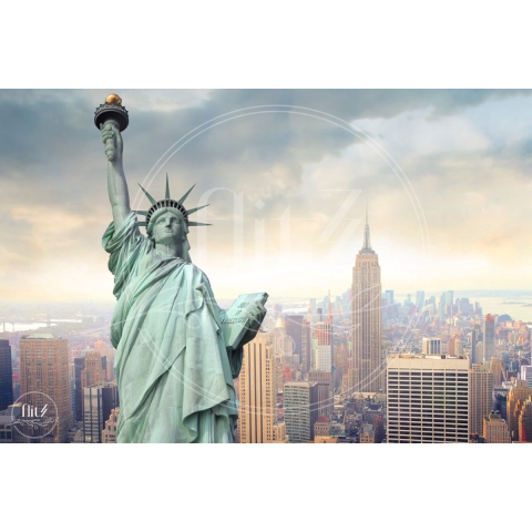 100% Nederlandse Productie! │ Diamond Painting │ Vrijheidsbeeld Amerika 02│ Formaat 90 x 60 cm │ Diamond Painting Pakket Volwassen │ Volledige bedekking │ Vierkant │ Full │ Flitzz Diamond Painting
