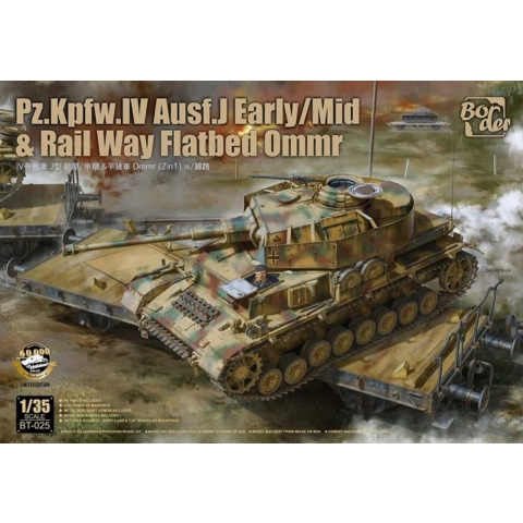 1:35 Border Model BT025 Pz.Kpfw.IV Ausf. J Early/Mid & Railway Flatbed Ommr - Limited Edition Plastic Modelbouwpakket