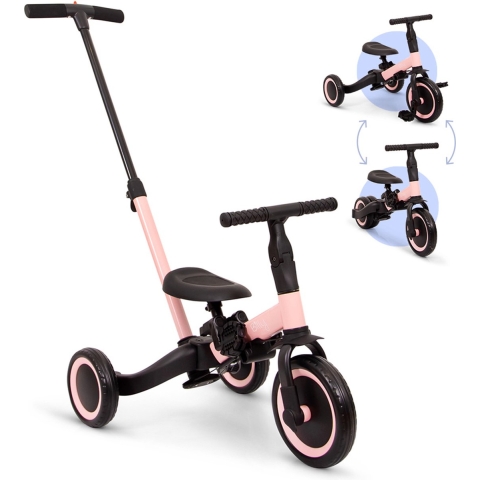 Billy 4 in1 Driewieler met duwstang - Kinderfiets - Loopfiets - Balance Bike - Gio - Roze