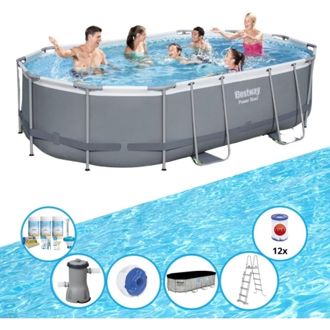 Bestway Zwembad Power Steel - Zwembad Bundel - 488x305x107 cm