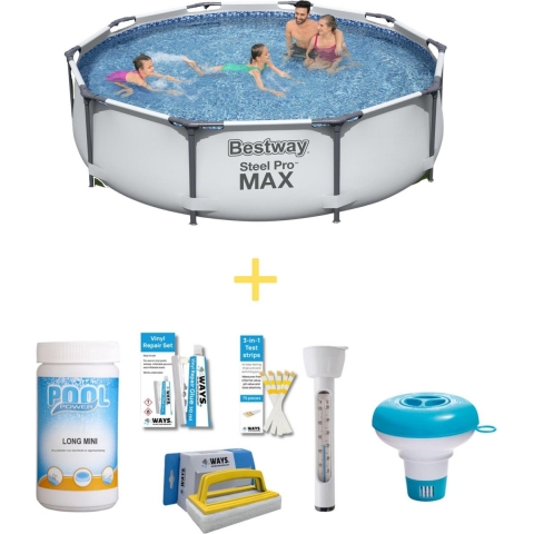 Bestway Zwembad - Steel Pro MAX - 305 x 76 cm - Inclusief WAYS Onderhoudspakket