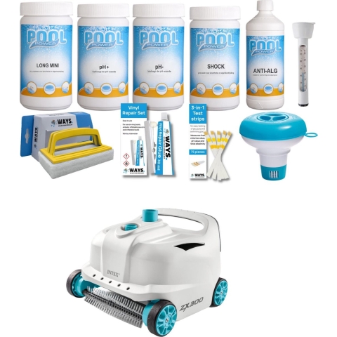WAYS - Zwembad Onderhoud - Pakket Medium Deluxe & Automatische Zwembad Stofzuiger Deluxe