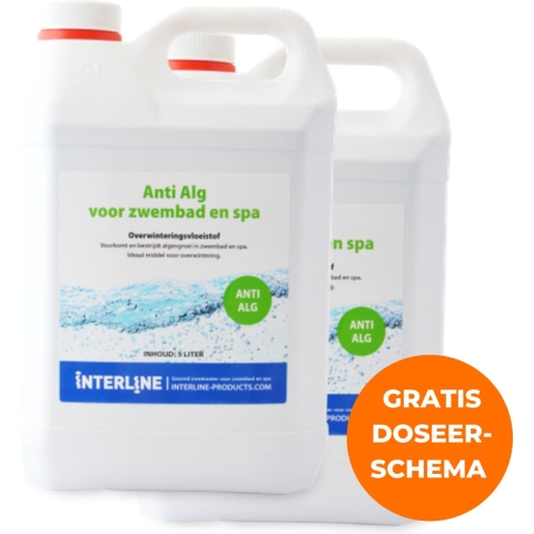 2 x Interline Anti Alg 5 liter - Inclusief doseerschema - Anti Alg voor zwembad - Algenbestrijding - Anti Alg voor middelgrote en grote zwembaden
