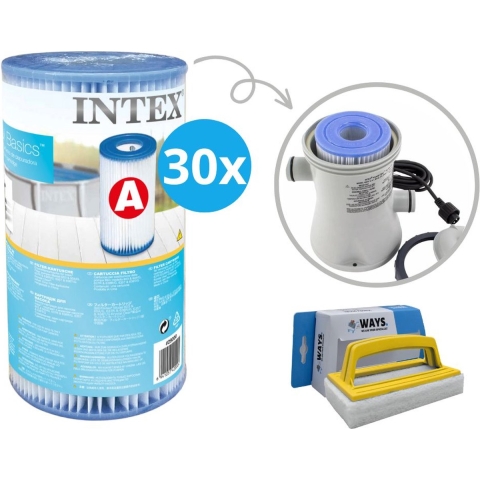 Intex - A filters - 30 stuks - Geschikt voor filterpomp 28604GS/28638GS/28636GS & WAYS scrubborstel