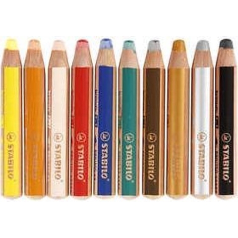 Woody 3-in-1, l: 11 cm, vulling: 10 mm, diverse kleuren, 10stuks, dikte 16 mm