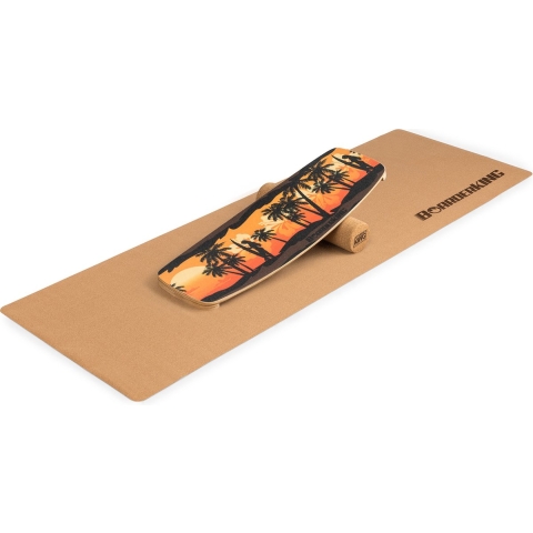 Indoor board Curved balance board + mat + roller hout / kurk