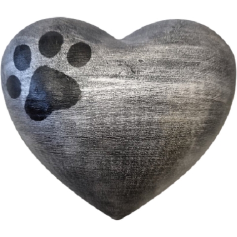 Urn hart vorm zilver met hondenpoot - Urn - Honden - Hondenpoot - Hart