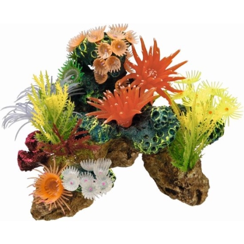 Nobby aqua deco koraal met planten - 19 x 15 x 15 cm