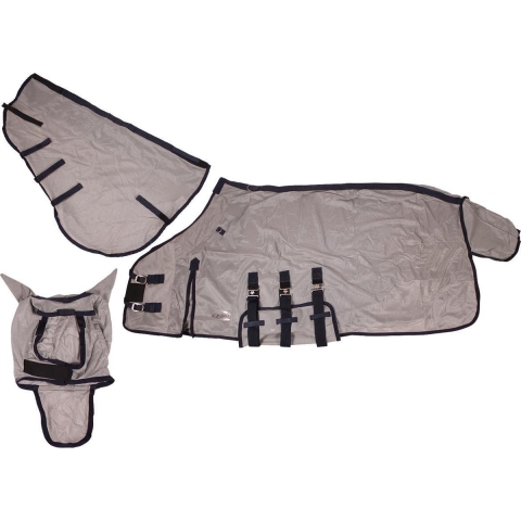QHP Vliegendeken met hals en masker - maat 215 - grey