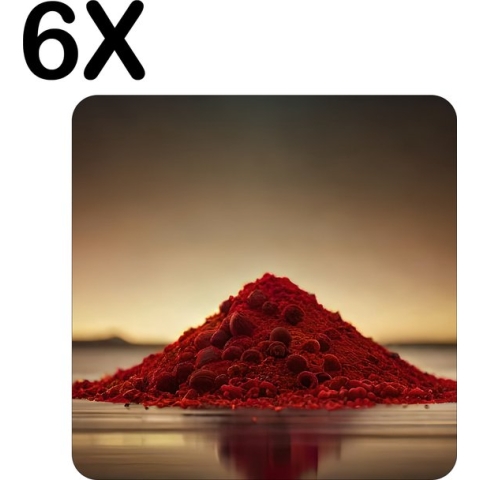 BWK Luxe Placemat - Berg van Rood Poeder - Set van 6 Placemats - 40x40 cm - 2 mm dik Vinyl - Anti Slip - Afneembaar