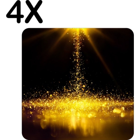 BWK Stevige Placemat - Gouden Glitter Regen - Set van 4 Placemats - 50x50 cm - 1 mm dik Polystyreen - Afneembaar