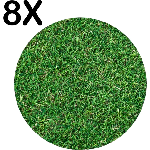 BWK Luxe Ronde Placemat - Zo Groen als Gras - Set van 8 Placemats - 50x50 cm - 2 mm dik Vinyl - Anti Slip - Afneembaar