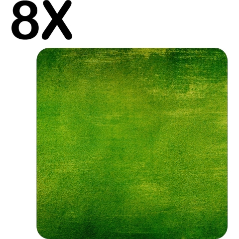 BWK Stevige Placemat - Groene Vegen Achtegrond - Set van 8 Placemats - 40x40 cm - 1 mm dik Polystyreen - Afneembaar
