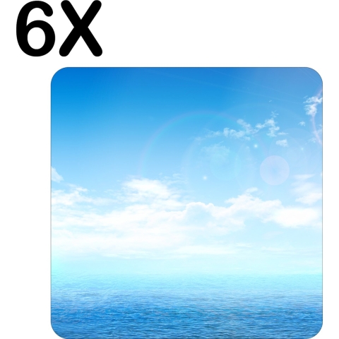 BWK Luxe Placemat - Oceaan met Prachtige Blauwe Lucht - Set van 6 Placemats - 50x50 cm - 2 mm dik Vinyl - Anti Slip - Afneembaar