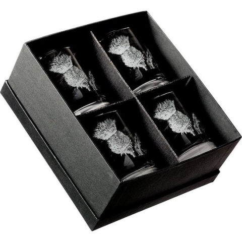 Just Slate Company Whiskyglazen 4x Distel - Glas - With love from Scotland