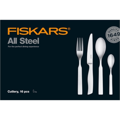 Fiskars All Steel bestekset 16-delig - Bestekset 4 persoons