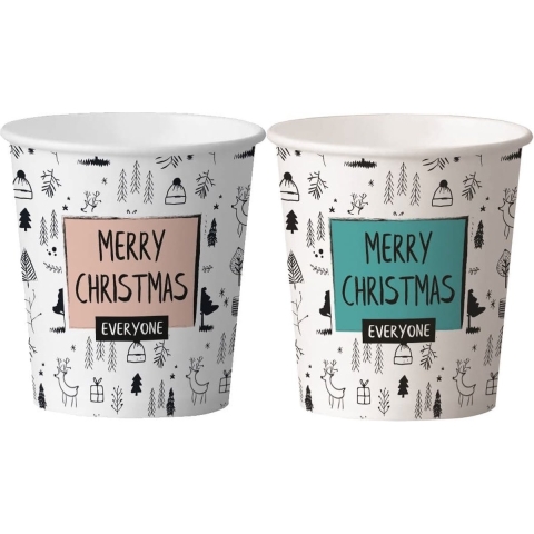 Kartonnen koffiebekers Christmas 200cc/8oz - 2.400 st/ds.