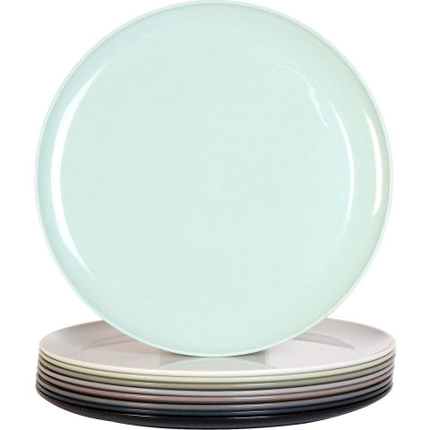 9 Pack 25CM Grote Plastic Borden voor Diner, Grote Borden, Herbruikbaar Plastic Dinerborden, set van 9 (Urban)
