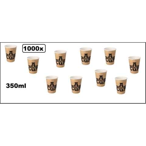 1000x Koffiebeker karton A Hot Cup 350ml - Koffie thee chocomel soep