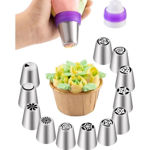 Spuitzakken spuitmonden set 59 stuks, taartdecoratieset met Russische spuitmonden, Taartaccessoires, bakaccessoires voor cupcakes taarten
