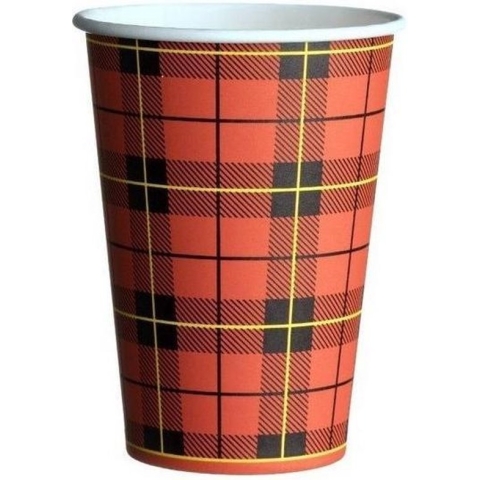 Drinkbeker - koffiebeker to go -  Schotse Ruit 180cc/7oz - 2.500 st/ds.