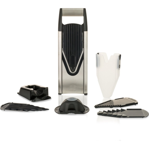 Börner Mandoline V6 Profi |7-delige set | 3 snijdiktes | BPA-vrij en Roestvrij |Exclusive Line | Zwart