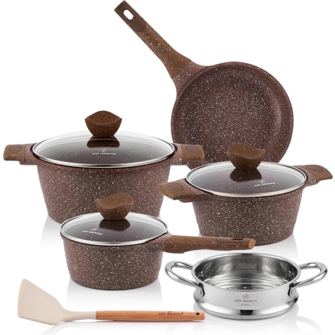 9 Delige Pannenset Inductie - Pannenset Met Deksel Voor Alle Waarmtebronnen - Non-Stick Pannen - Glazen Deksel - Anti-Aanbak Kookpannenset - Pannen Zonder PFOA - PFAS