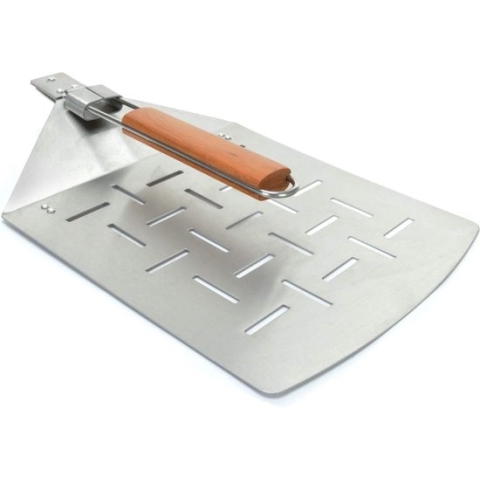 Landmann Pizzasteen Set met opvouwbare Bamboe | RVS spatel 1,2 x 32 x 32 cm - Broodbaksteen - BBQ pizzasteen - Knapperige pizza's - BBQ Accessoires