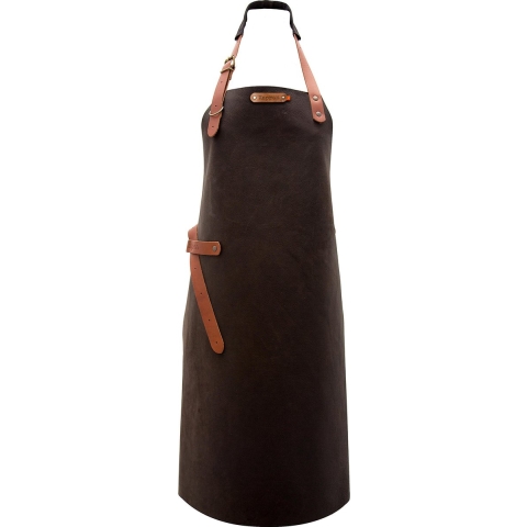 Xapron luxe leren (BBQ) schort Utah - kleur Choco (bruin)