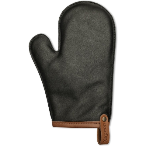 Xapron leren (BBQ) ovenwant Utah - kleur Black (zwart)