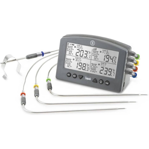 Signals™ 4-Kanaals Wi-Fi/Bluetooth BBQ Alarm Thermometer Zwart (Charcoal)