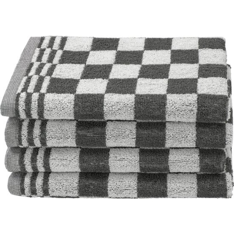 Set van 4 keukenhanddoeken, badstof, 50x50 cm, donkergrijs