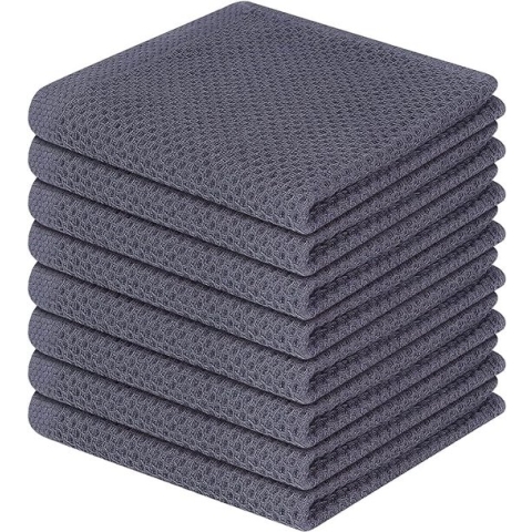 Theedoeken, 100% katoen, 30 x 30 cm, zachte theedoeken, keukendoeken, absorberende keukendoeken, dikke pluisvrije theedoek, vaatdoeken, poetsdoeken, 8 stuks, donkergrijs